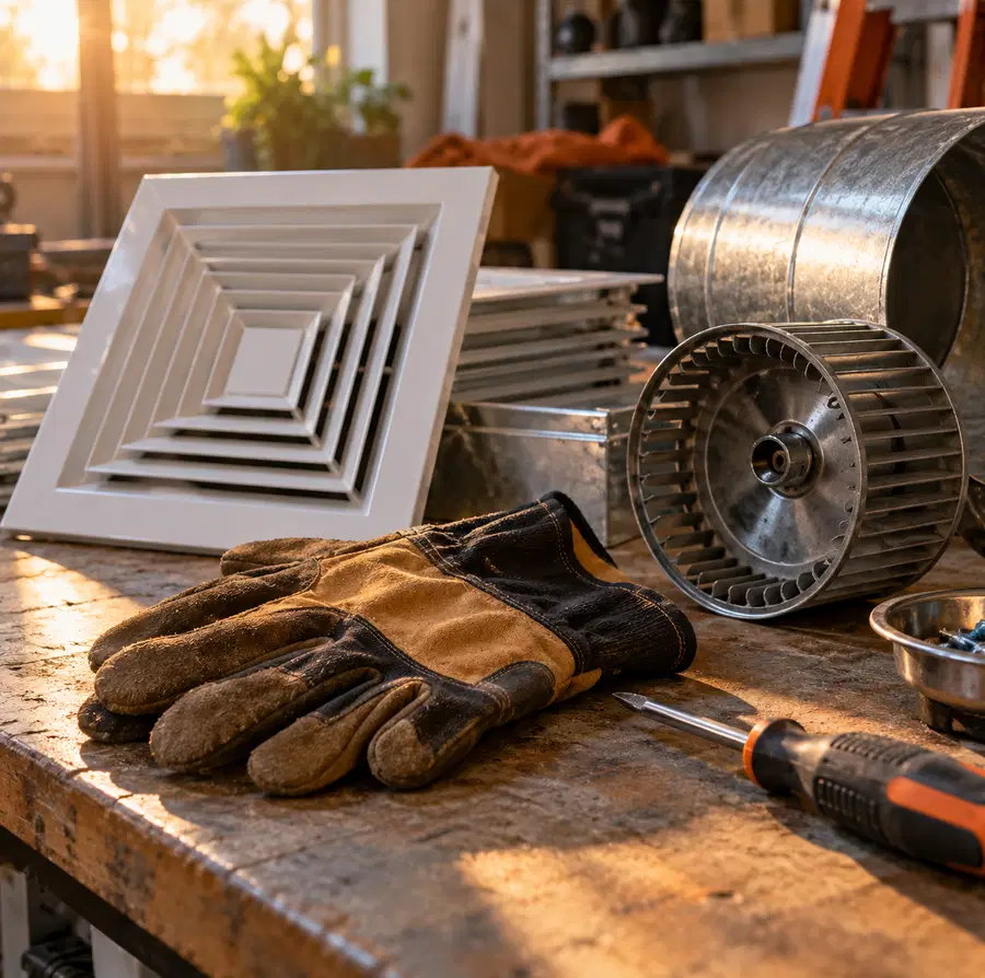 Illustration of hvac businesses equipment and workspace