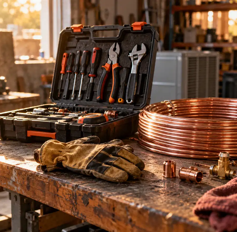 Illustration of hvac businesses equipment and workspace